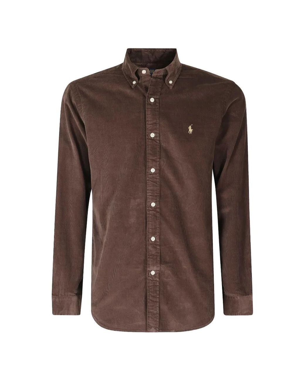 Polo Ralph Lauren Brown Corduroy Embroidered-Logo Shirt for men