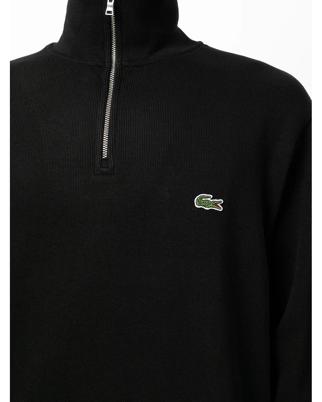 Lacoste Black Zip-Up High-Neck Sweatshirt for men