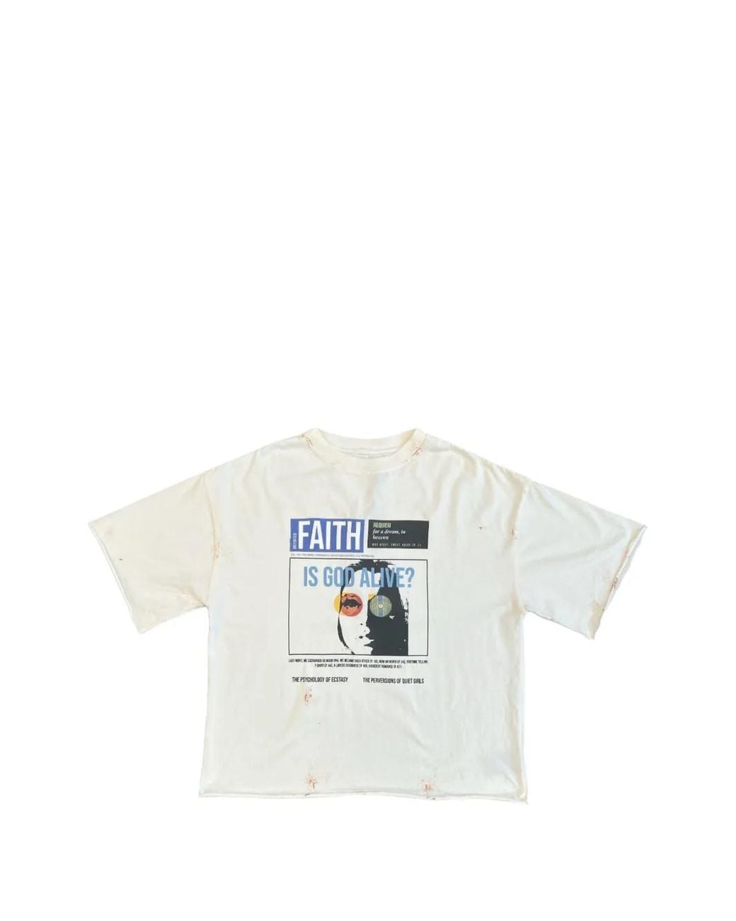 Astrum White Distressed Graphic-Print T-Shirt for men