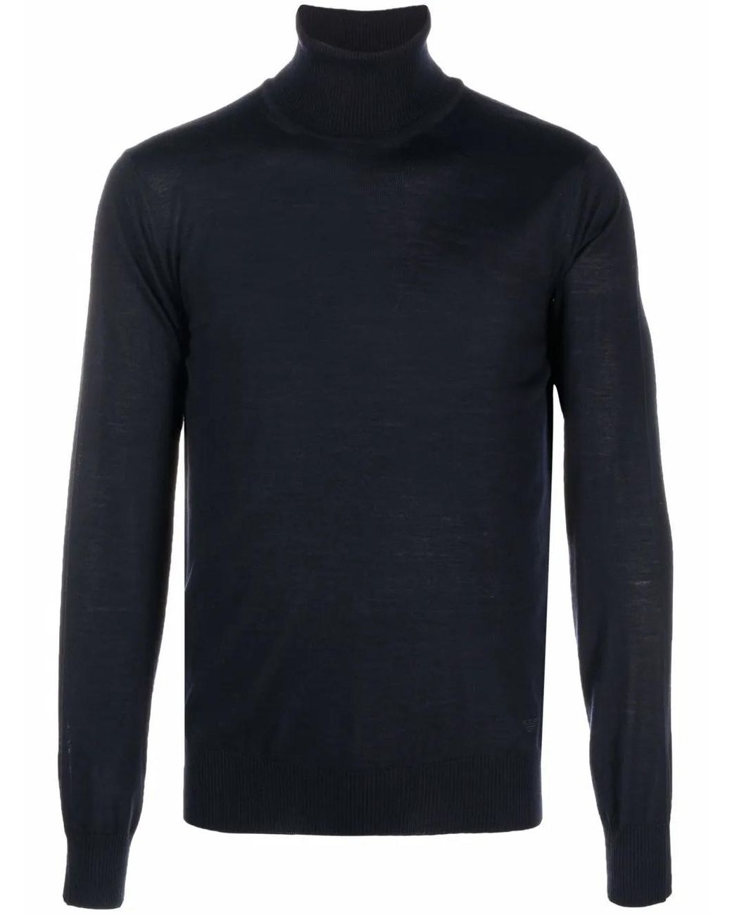 Emporio Armani Blue Wool High Neck Sweater for men