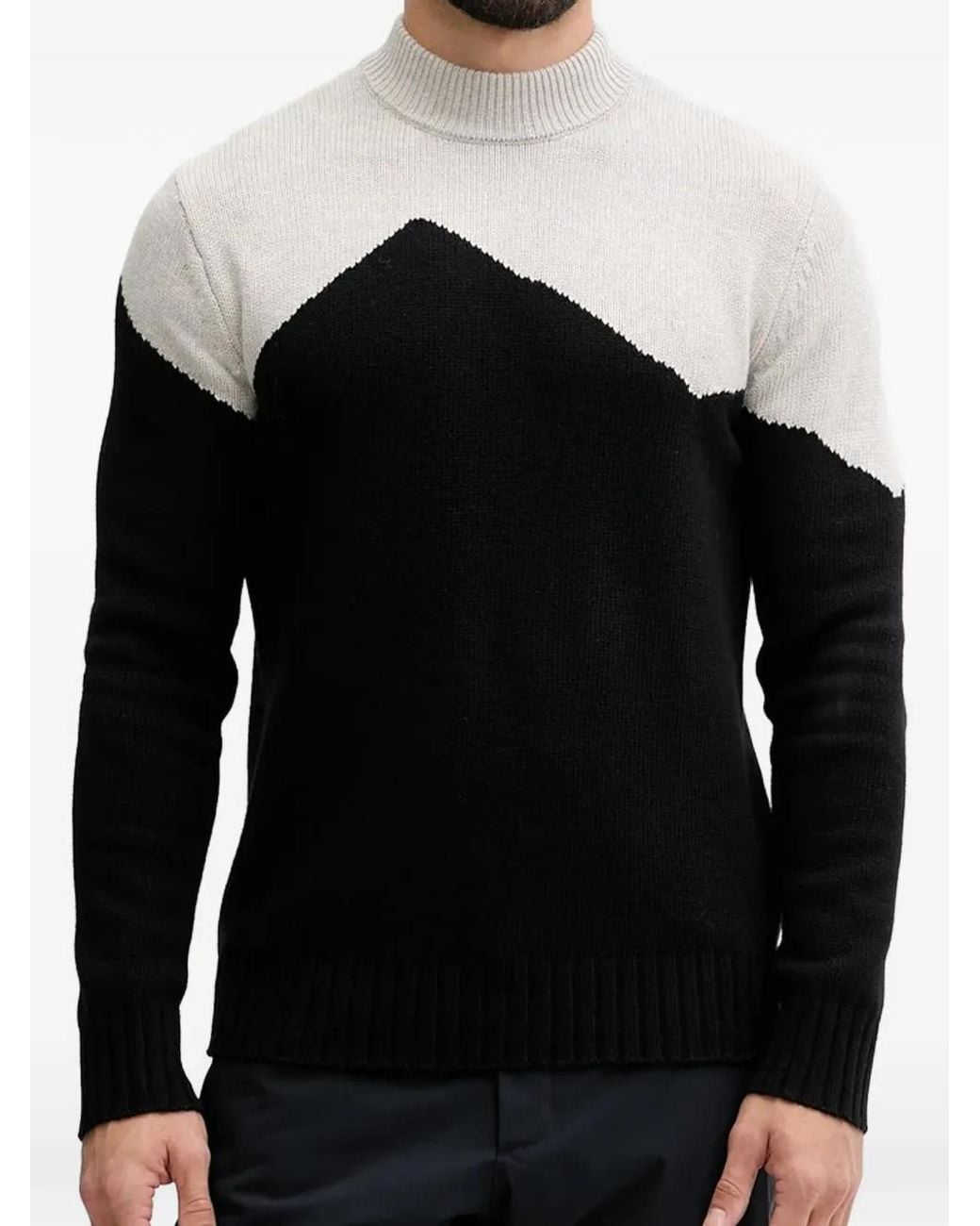 EA7 Black Colour Block Sweater for men