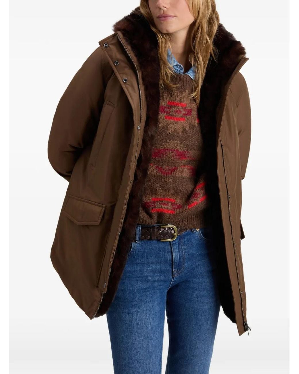 Woolrich Brown Erie Faux-Fur Trim Parka