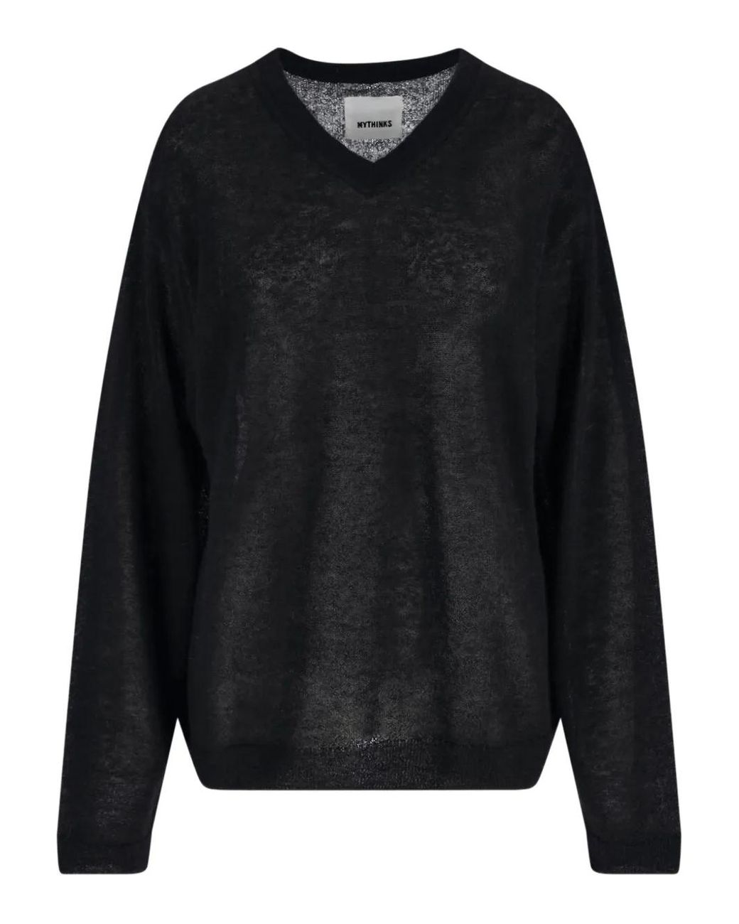 MYTHINKS Black V-Neck Pullover