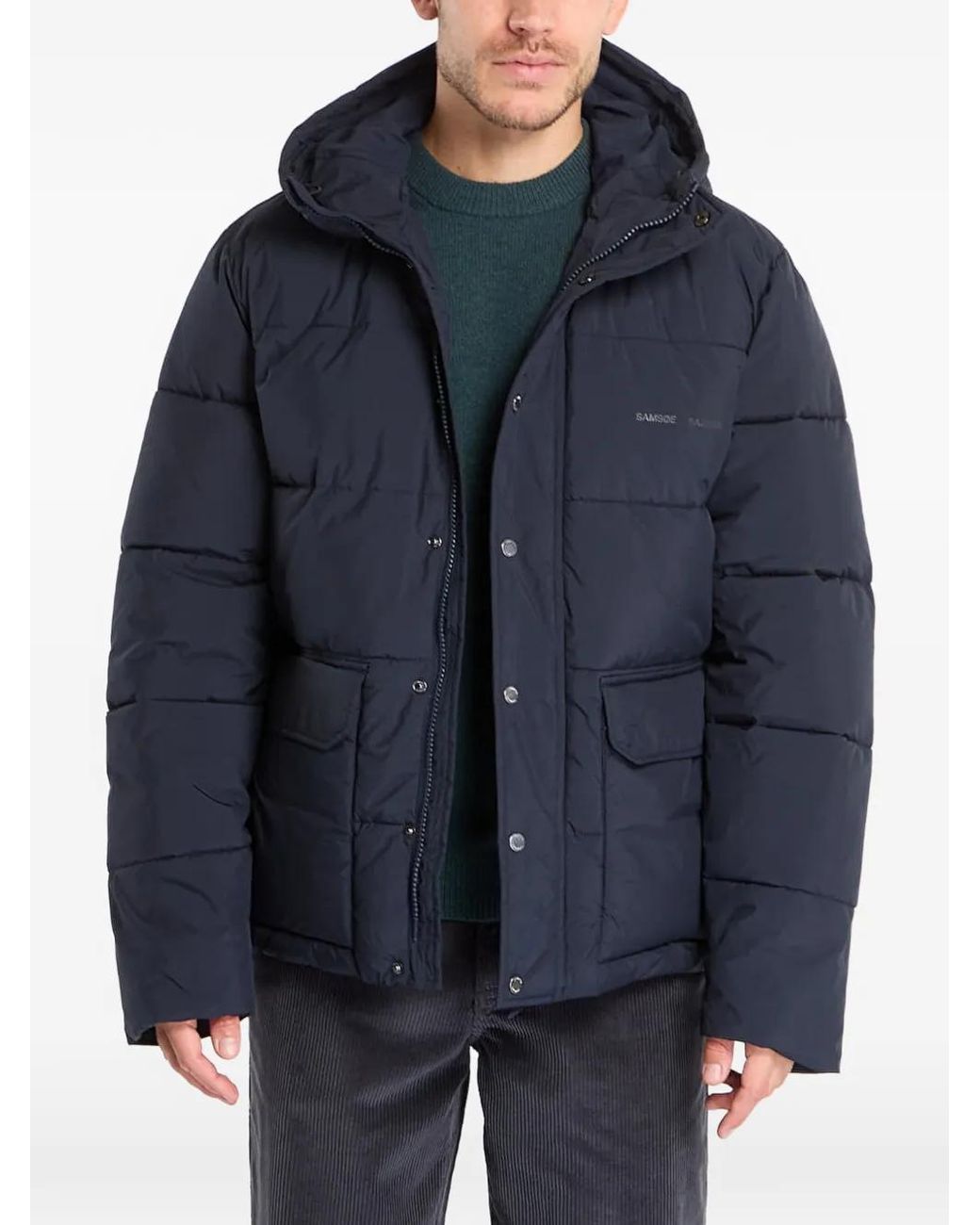 Samsøe & Samsøe Blue Padded Hooded Jacket for men