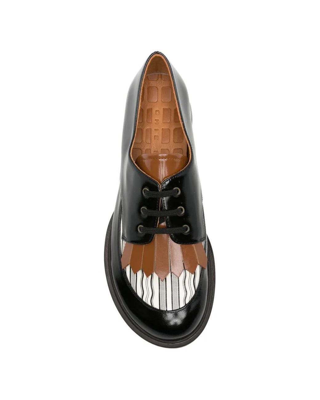 Chie Mihara Black Jeripa Fringe-Detail Lace-Up Loafers