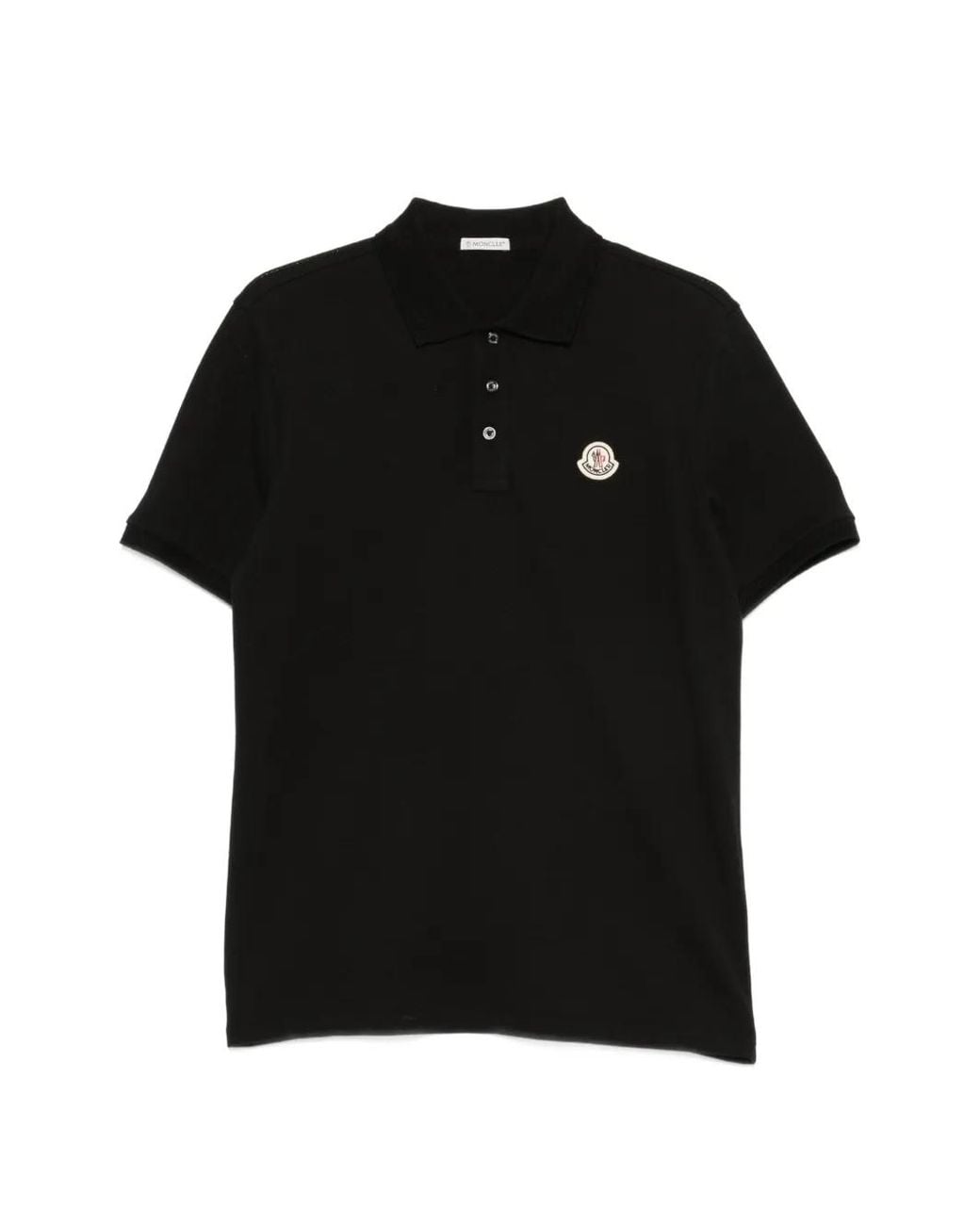 Polo Con Applicazione Logo di Moncler in Black da Uomo