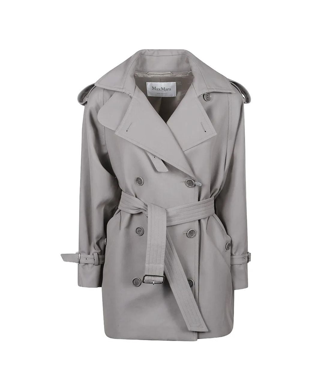 Max Mara Gray Double-Breasted Belted Coat