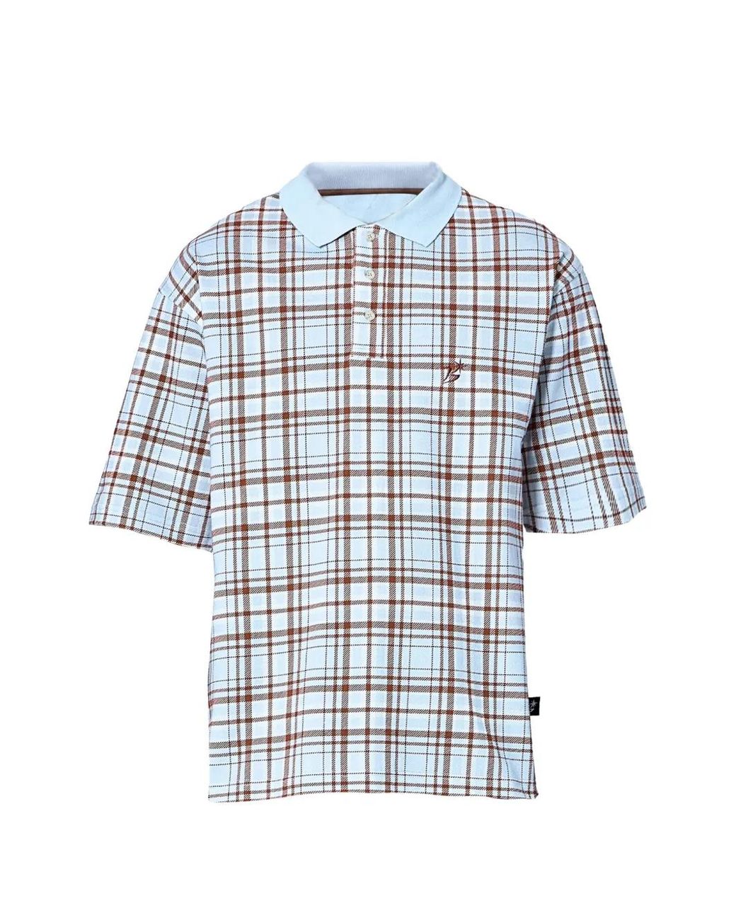 BoTT Blue Check-Pattern Polo Shirt for men