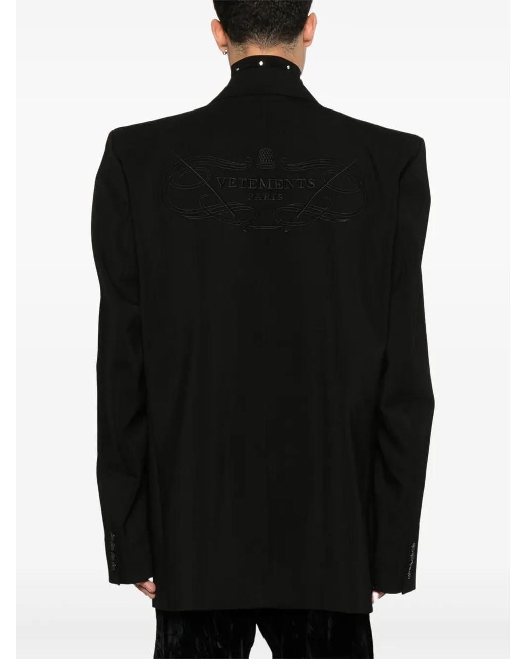 Vetements Black Logo-Embroidered Blazer