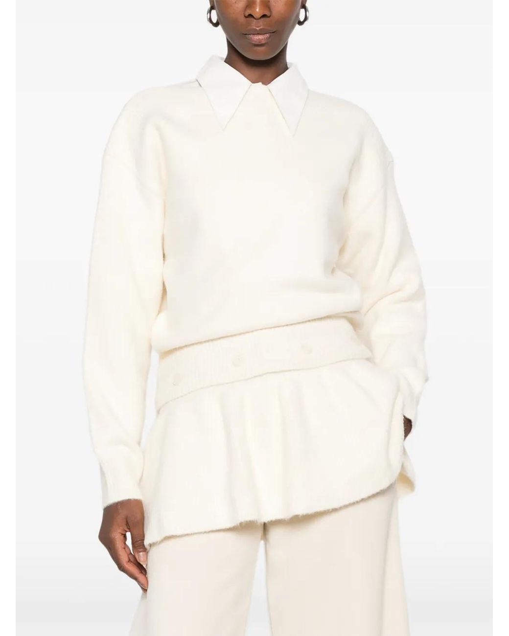 Source Unknown White Corinth Peplum-Details Sweater