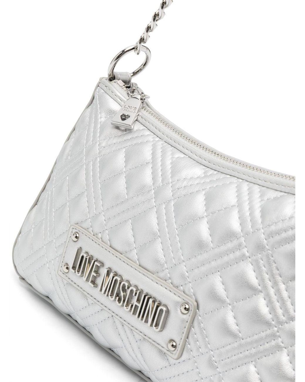 Love Moschino Logo-lettering Quilted Tote Bag in White