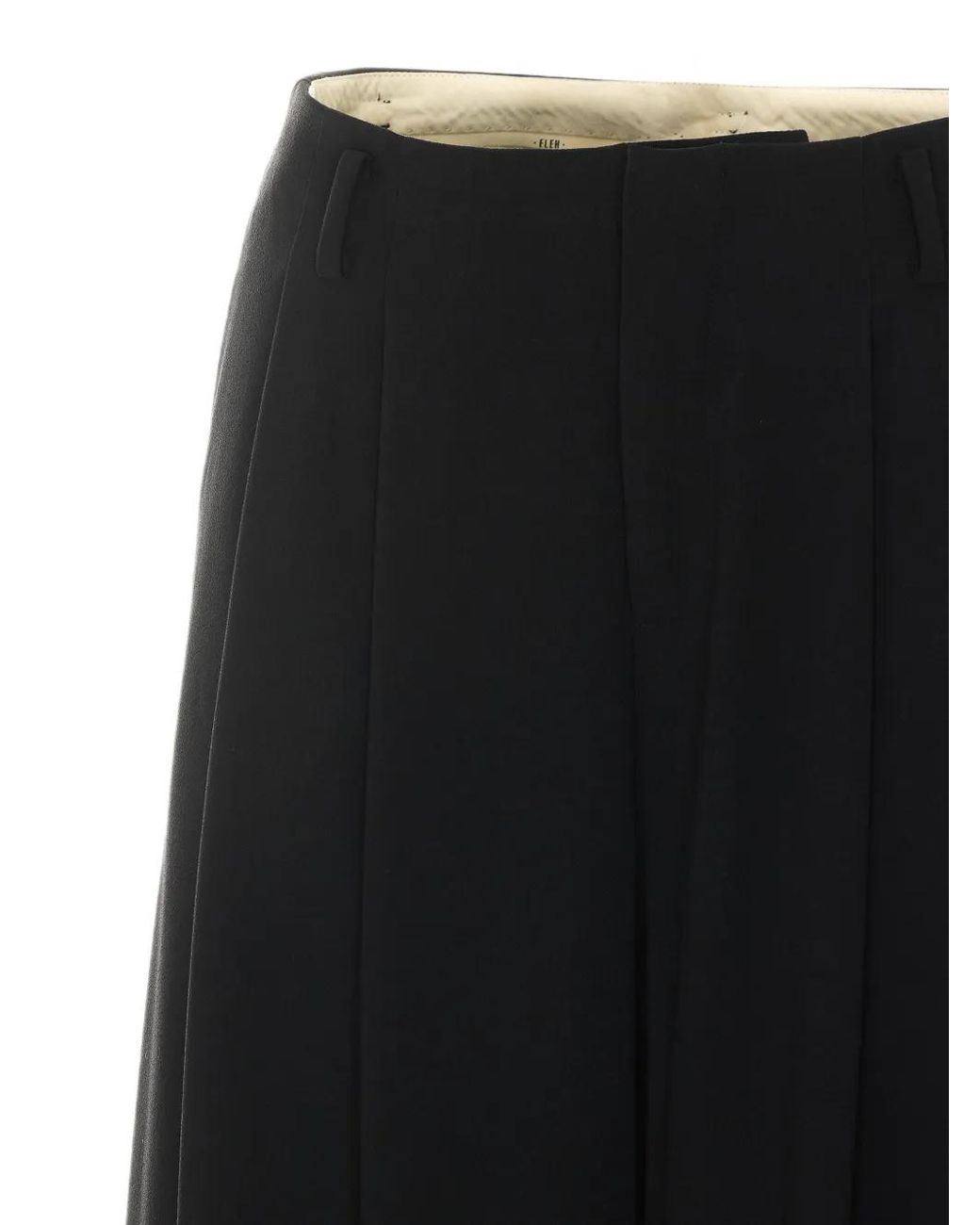 ELEH Black Pleated Wide-Leg Trousers
