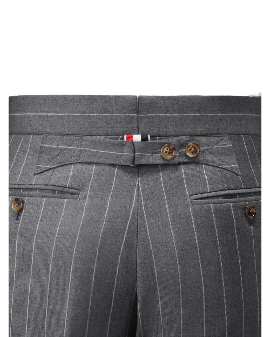 Thom Browne Gray Flannel Chalk Stripe Trousers for men
