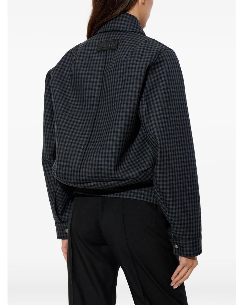 Loewe Blue Gingham-Check Jacket