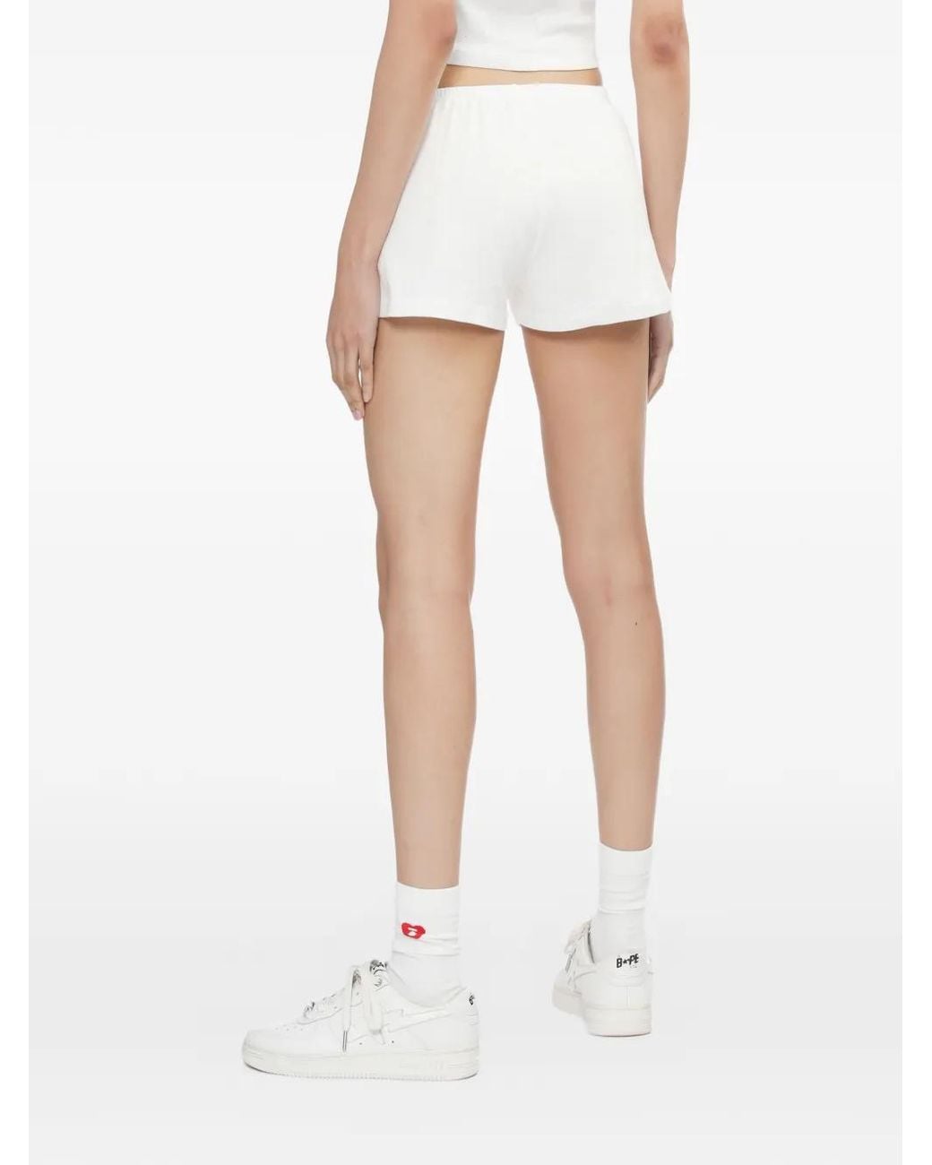 AAPE BY A BATHING AP White Heart-Motif Cotton Shorts