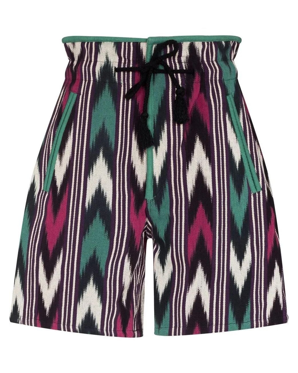 Isabel Marant Multicolor Zigzag-Print High-Waisted Shorts