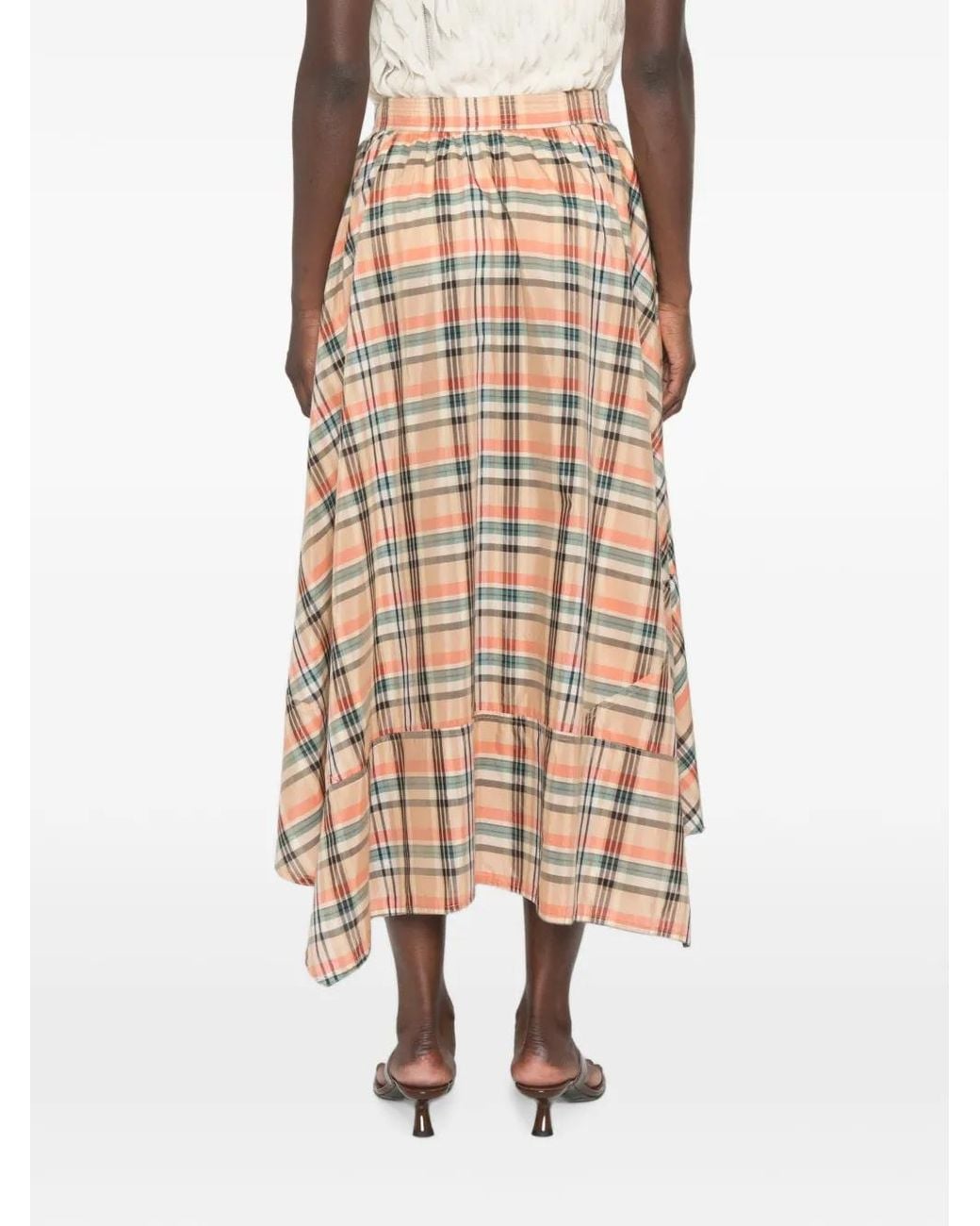 Ulla Johnson Natural Jupe Mi-Longue Annette À Carreaux