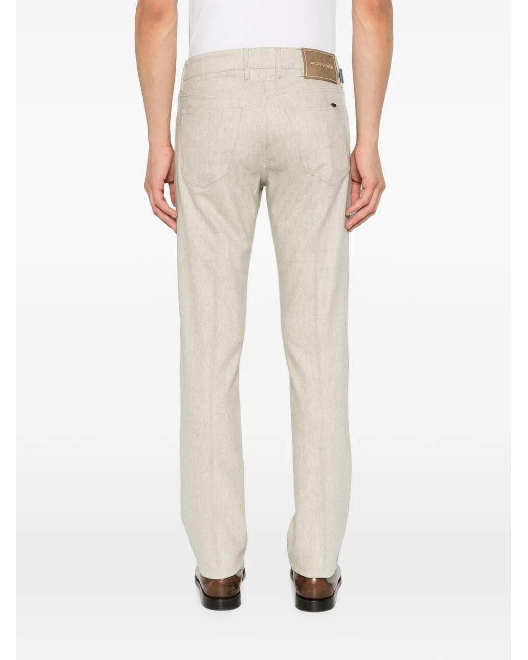 Jacob Cohen White Pantalon En Laine À Coupe Droite for men