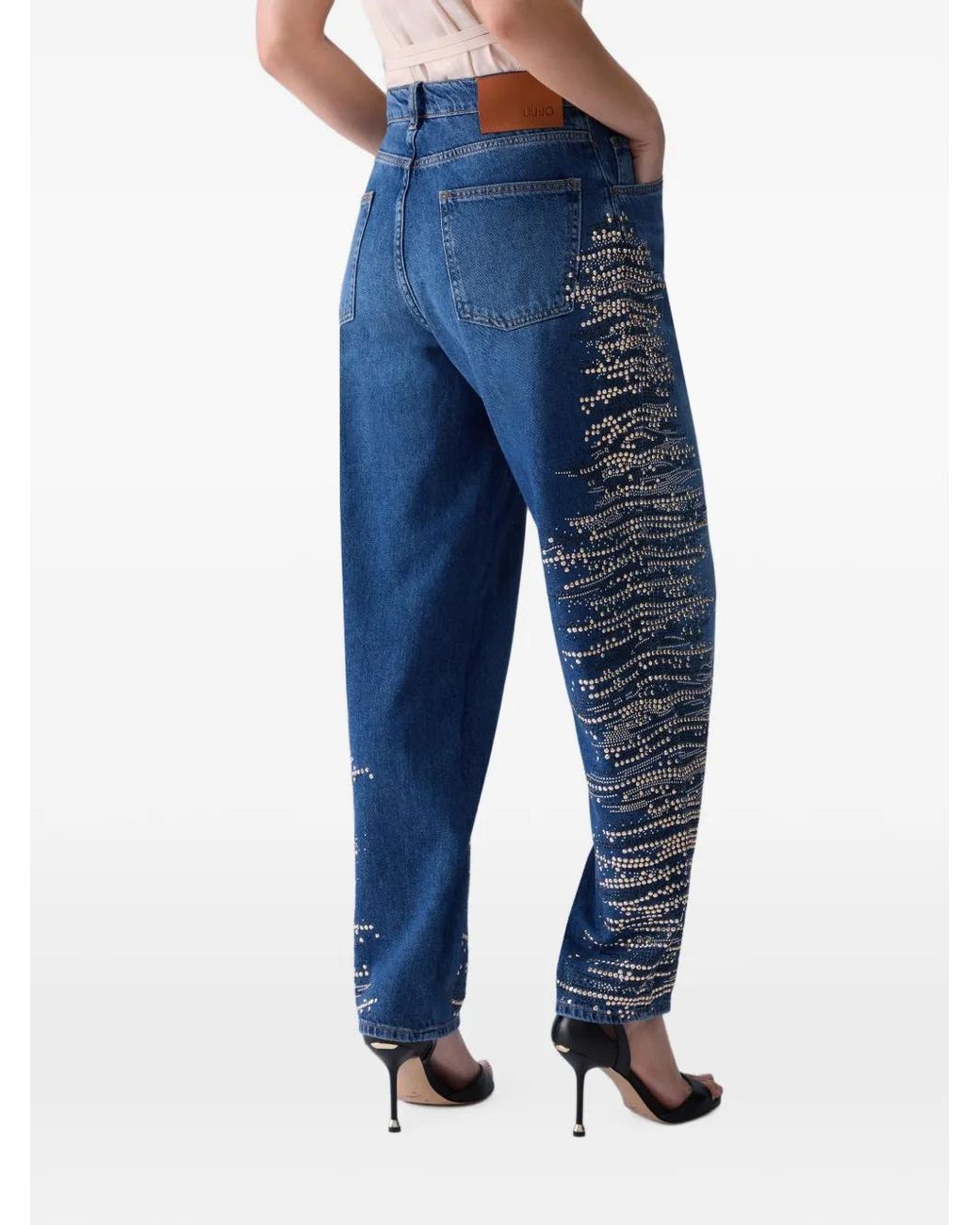 Liu Jo Blue Straight Jeans With Jewel Embroidery