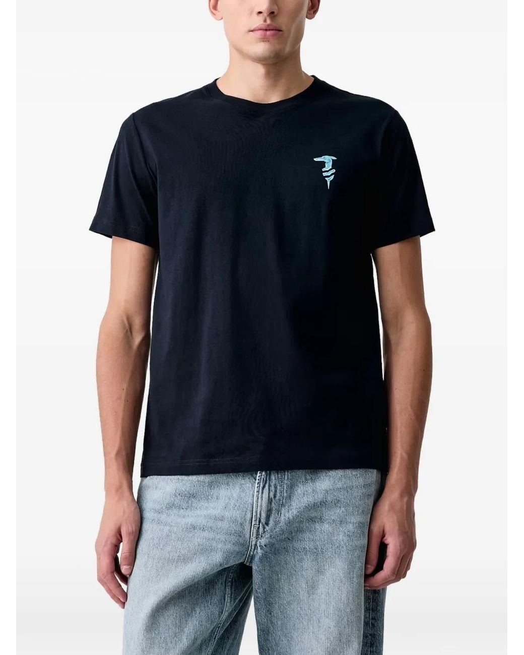 Trussardi Black T-Shirt À Logo Brodé for men