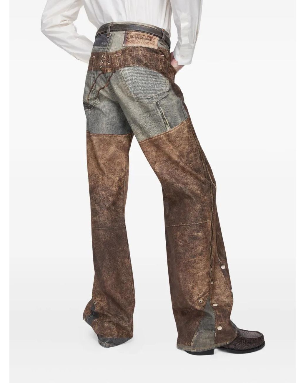 Acne Brown Printed Jeans for men