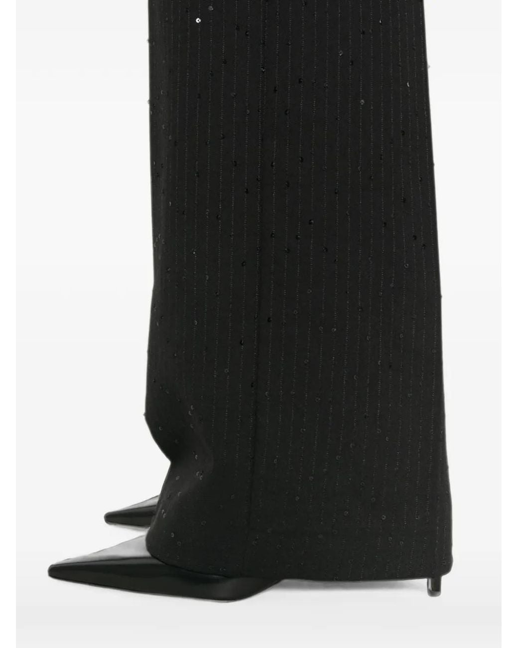 Ermanno Scervino Black Sequin-Embellished Pinstripe Trousers