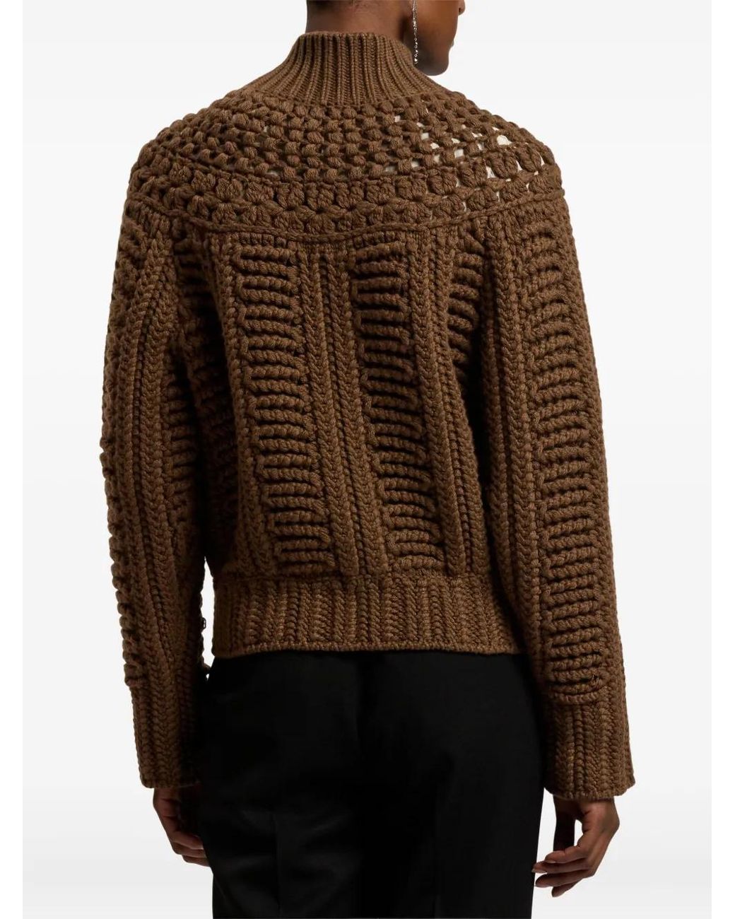 Ralph Lauren Brown Cashmere Hand-Knit Yoke Cardigan