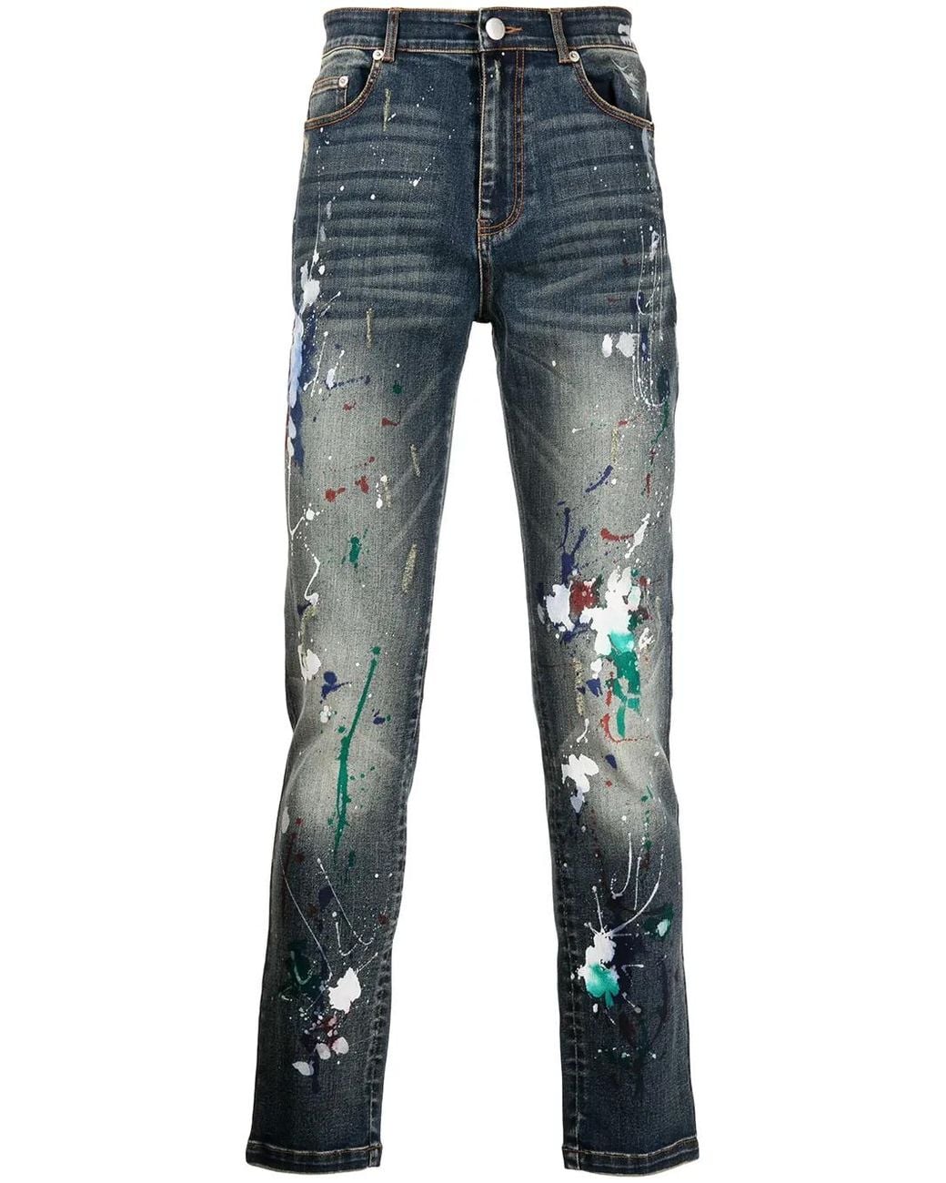 God's Masterful Children Blue Artist Hand-Painted Jeans for men