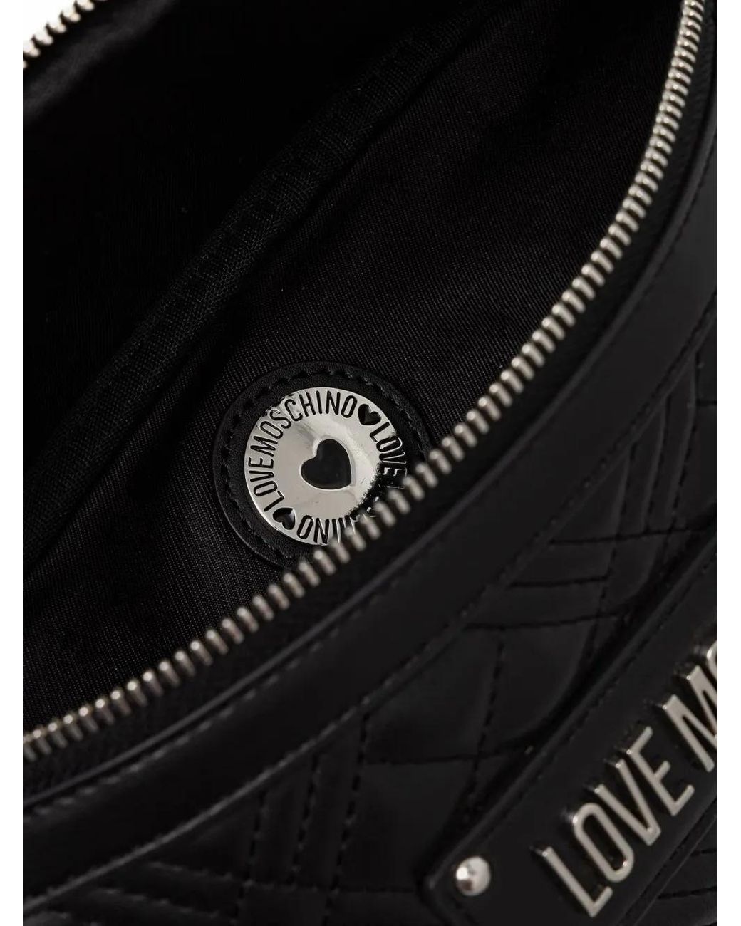 Love Moschino Black Quilted Logo-Plaque Belt Bag