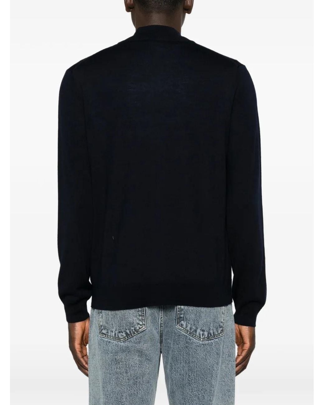 Corneliani Black Zip-Up Knitted Sweater for men
