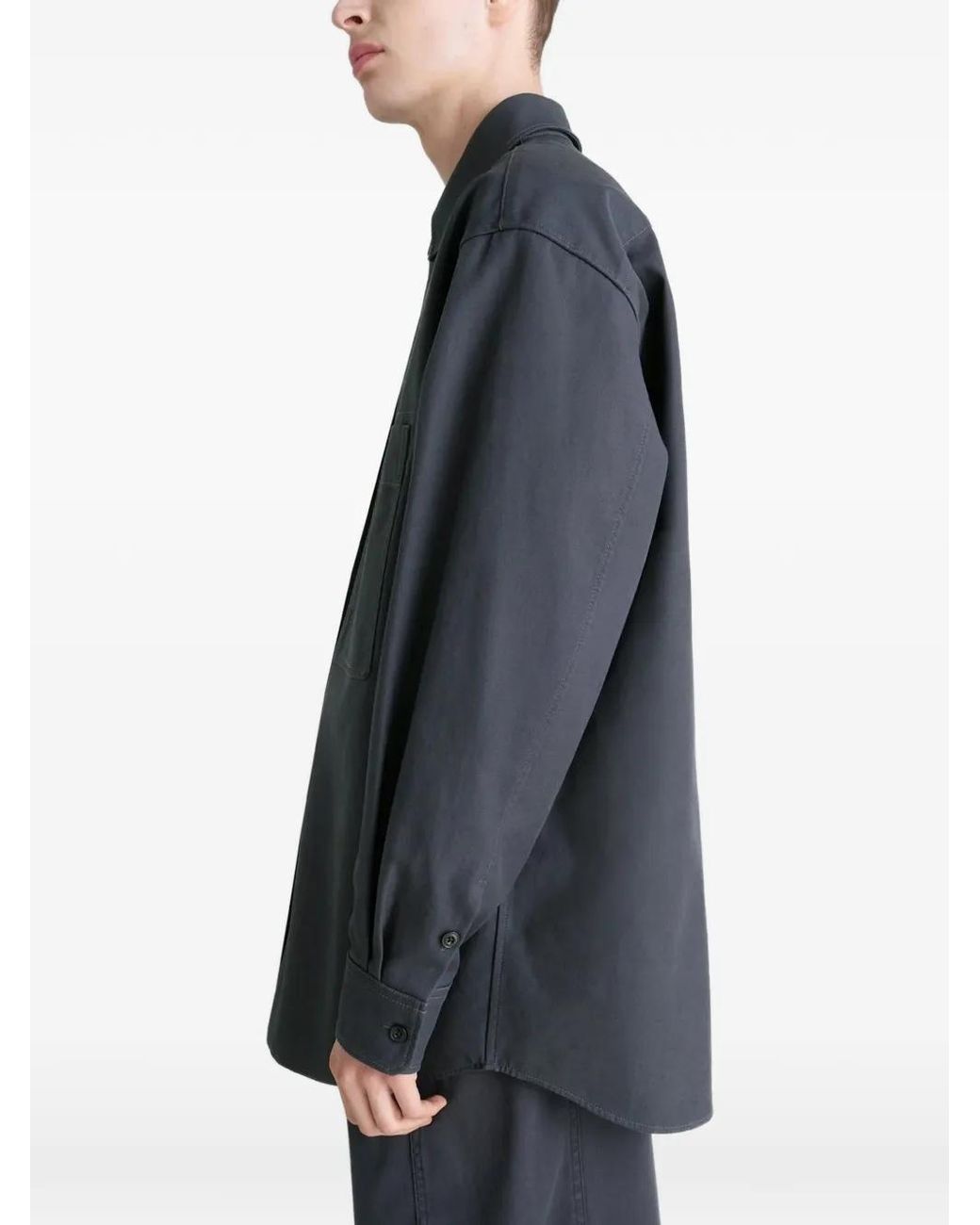 Lemaire Blue Patch-Pocket Twill Overshirt for men