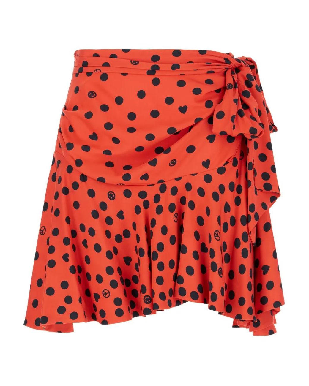 Moschino Red Polka-Dot Ruffle-Hem Mini Skirt