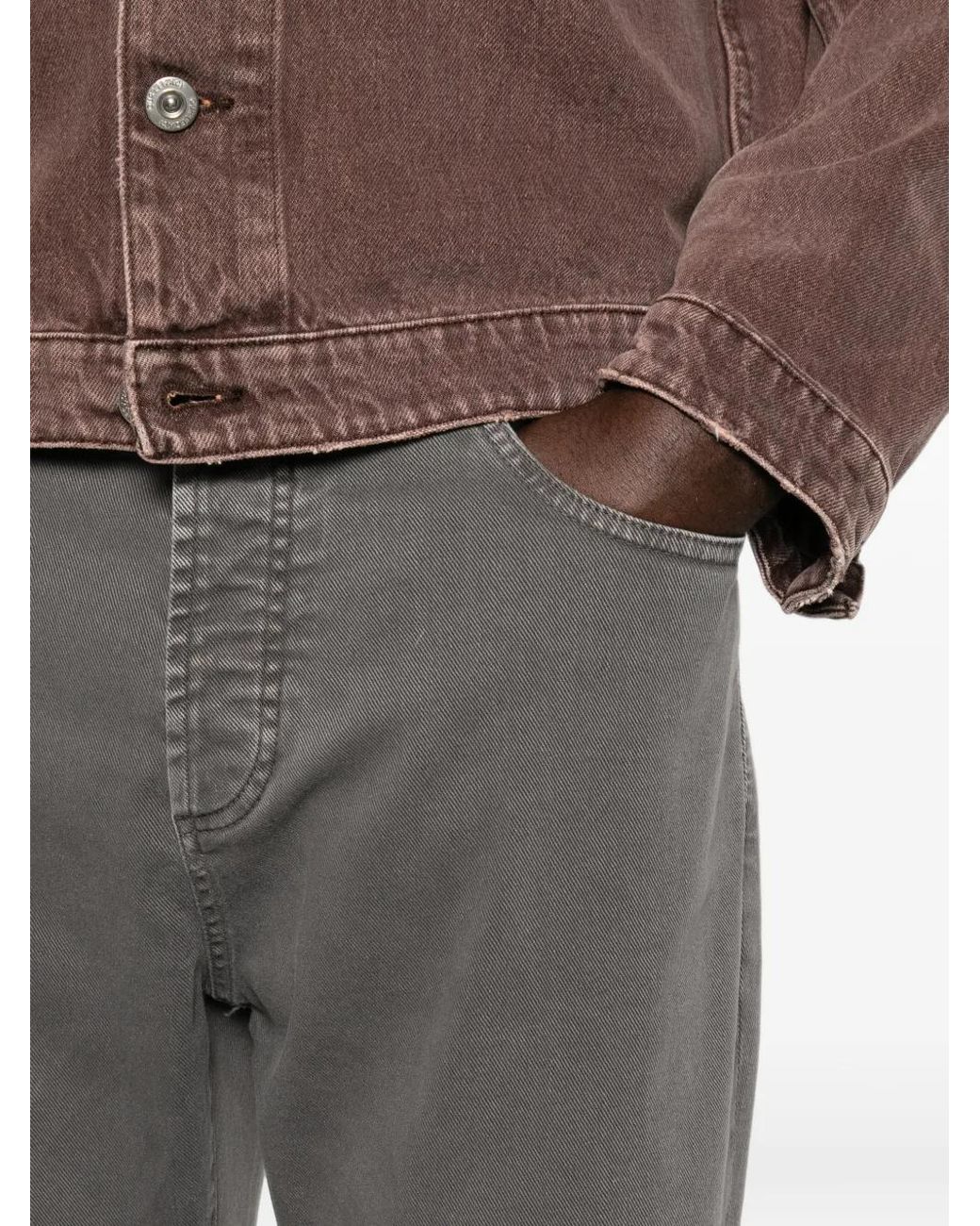 Brunello Cucinelli Gray Garment-Dyed Five-Pocket Trousers for men