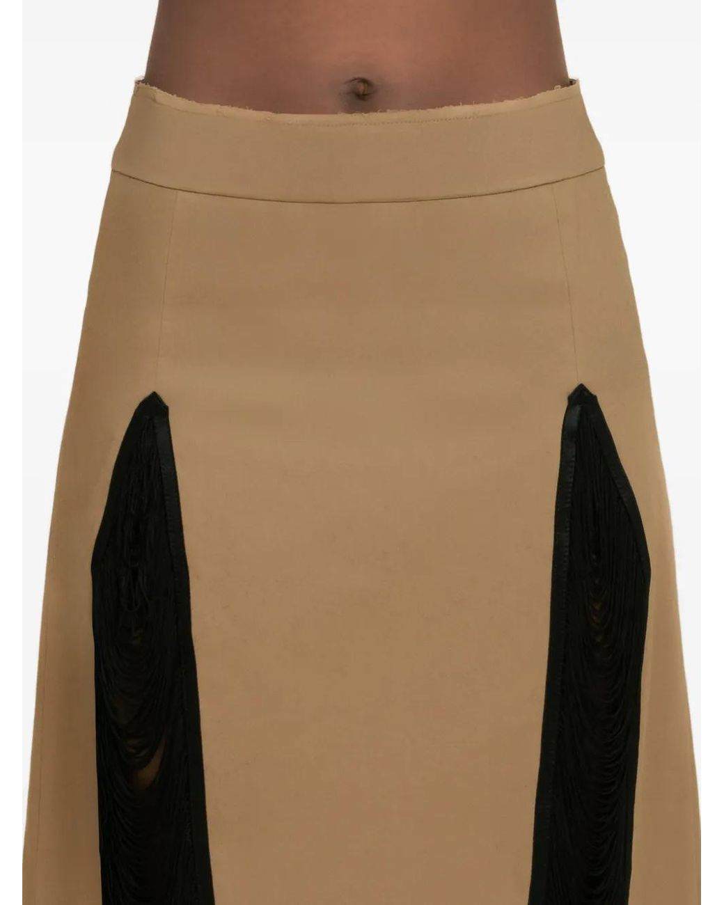 Contessa Mills Natural Madeleine Fringe-Detail Skirt
