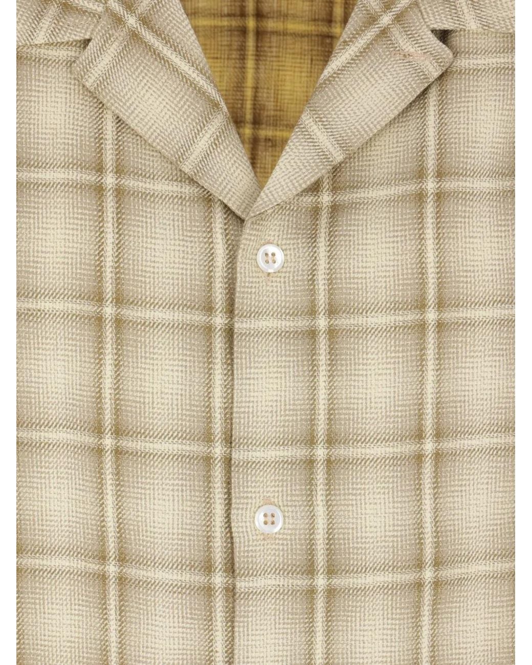 Séfr White Ignacio Notched Collar Checked Shirt for men