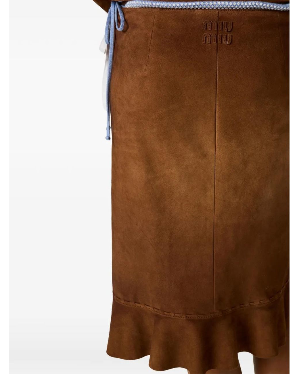Miu Miu Brown Waxed Suede Skirt