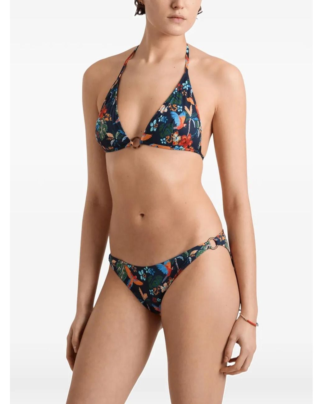 Vilebrequin Blue Salva Tropical-Print Bikini Bottoms