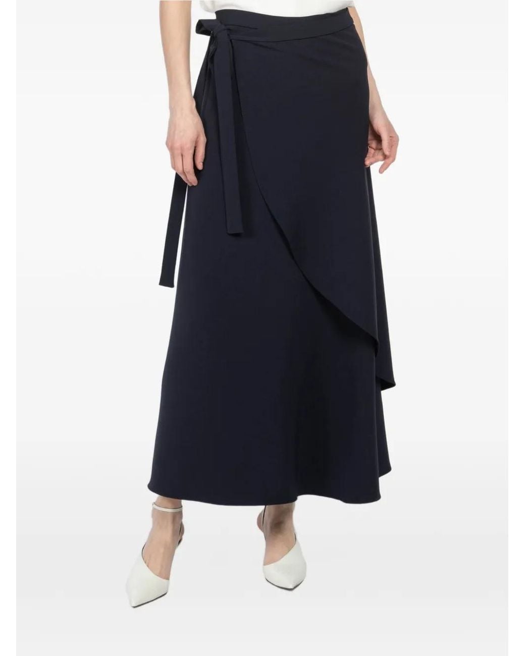 Peter Cohen Blue Wrap-Style Maxi Skirt