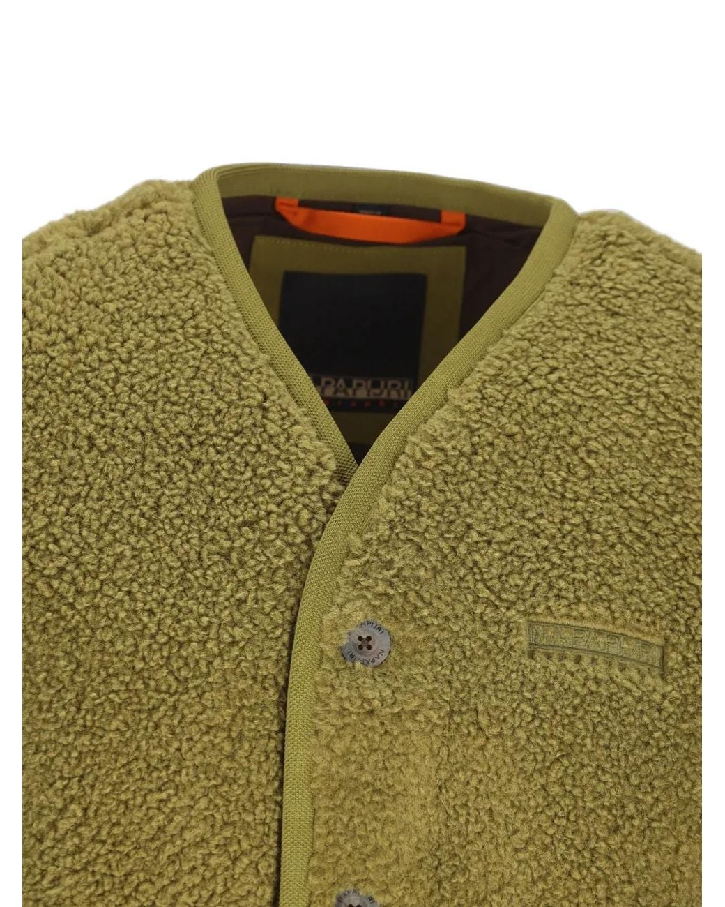 Napapijri Green Roldal Fleece-Texture Logo-Patch Gilet for men