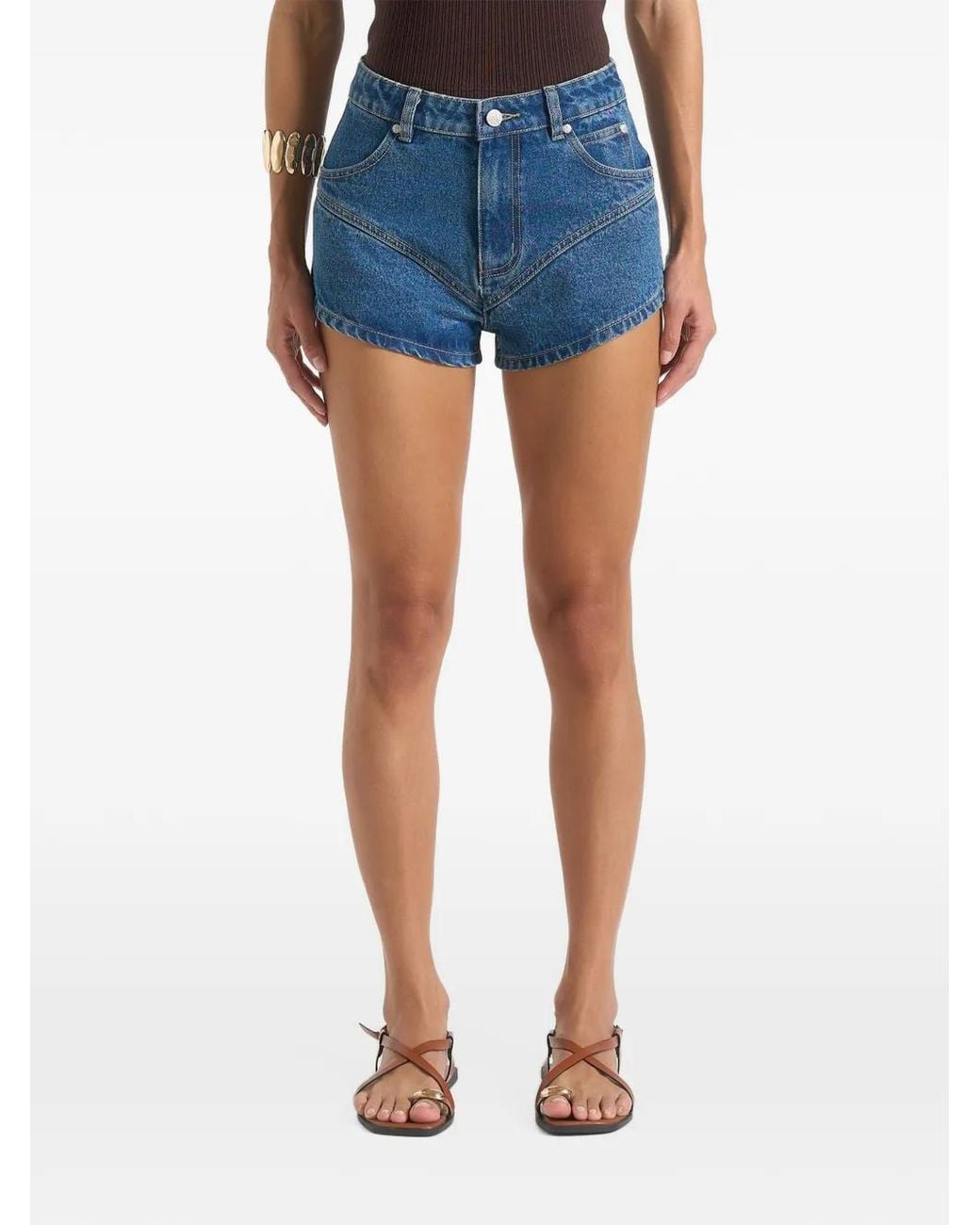 Manière De Voir Blue Lore Contour Denim Mini Shorts