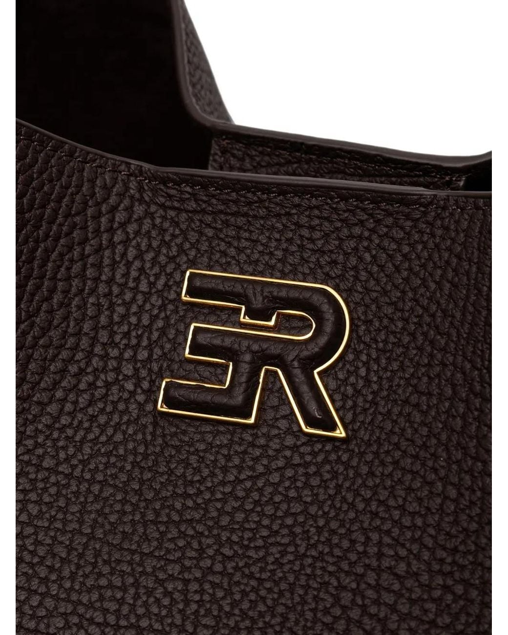 ERMANNO FIRENZE Brown Logo-Plaque Pebbled Tote Bag
