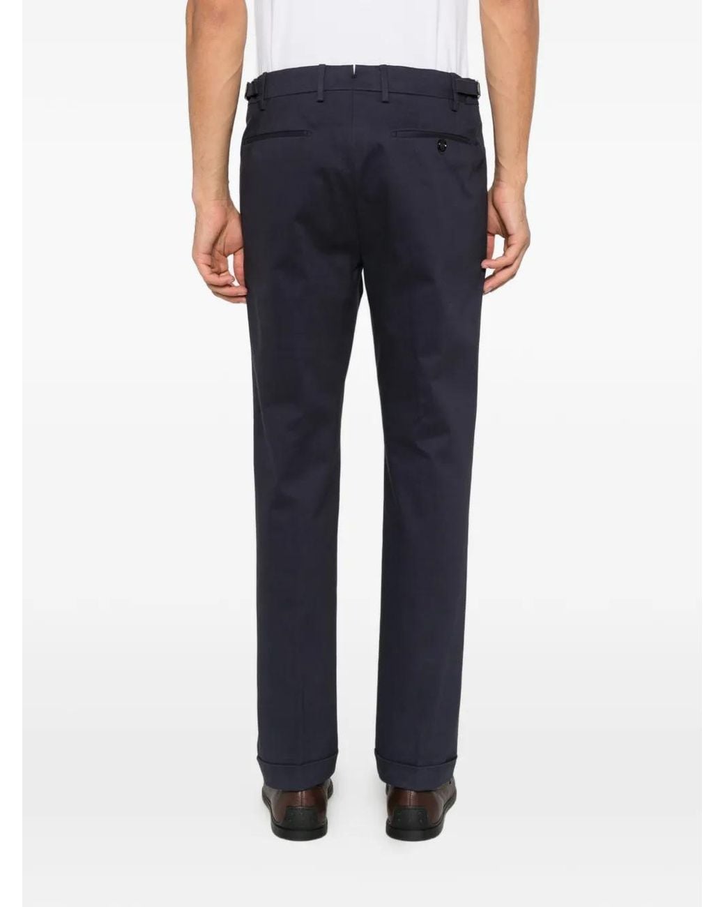Berwich Blue Pleated Side-Buckle Trousers for men