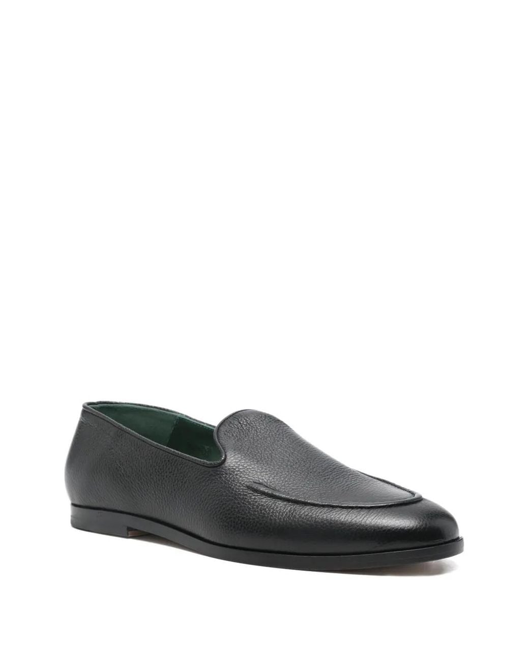 VINNY'S Black Marcel Grained-Leather Loafers for men