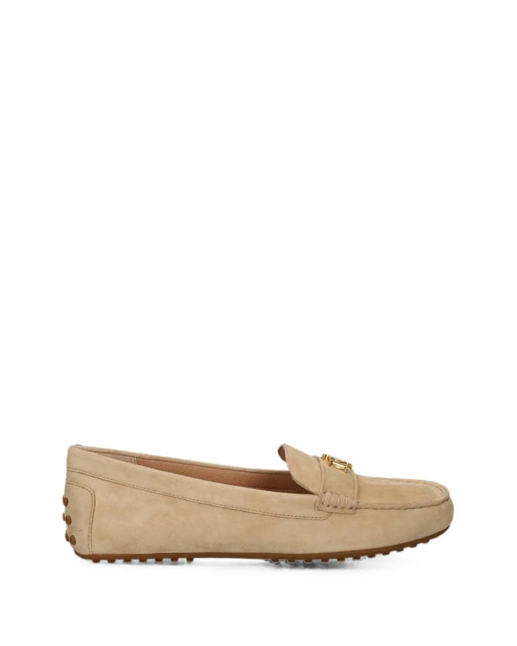 Ralph Lauren White Logo-Plaque Leather Loafers