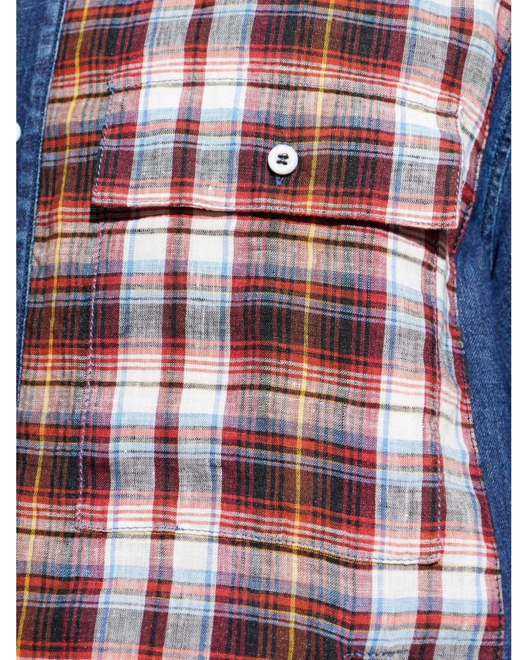 DSquared² Geruit Denim Overhemd in het Blue voor heren