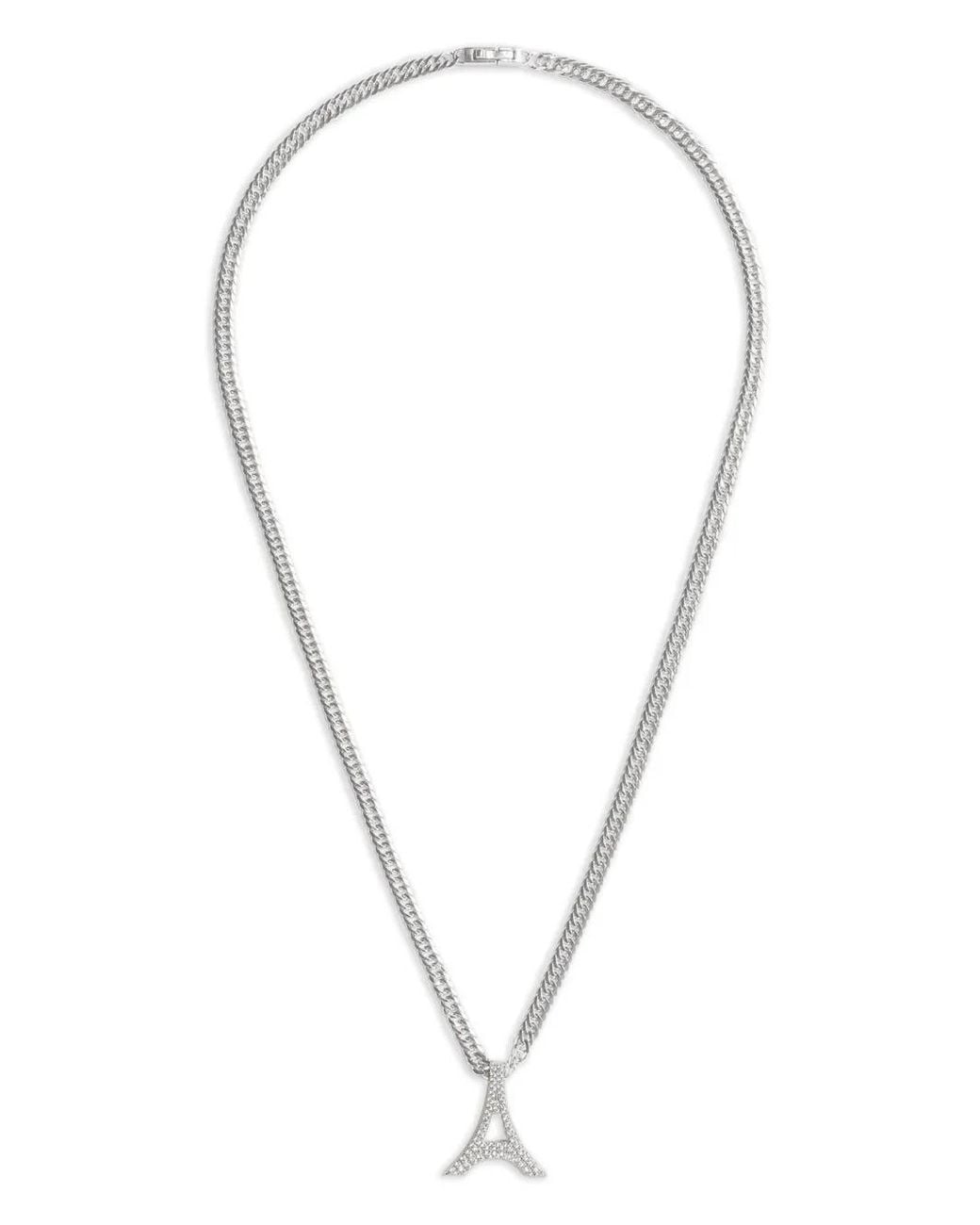 Manière De Voir Metallic Sterling Iced Eiffel Pendant Necklace