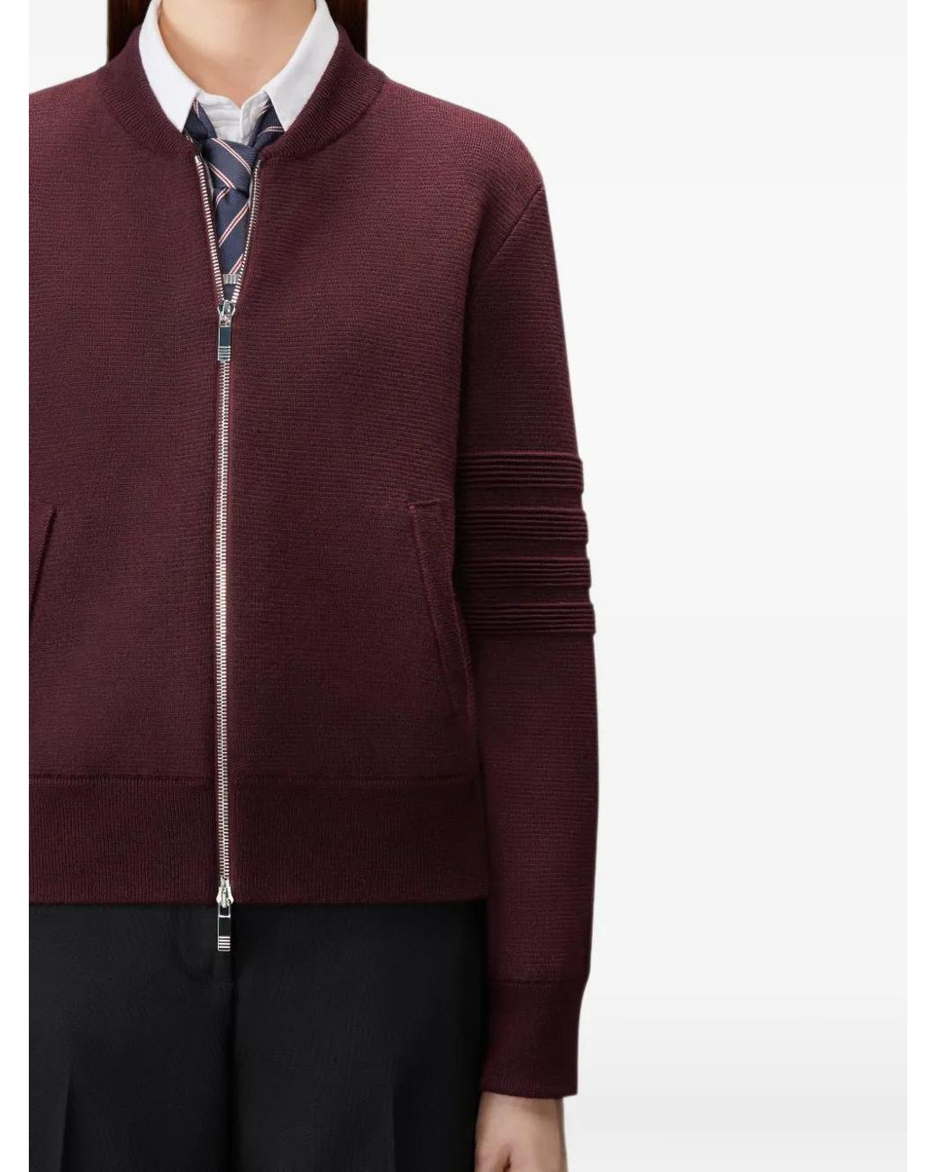 Thom Browne Purple Ottoman Milano Stitch 4-Bar Bomber Jacket