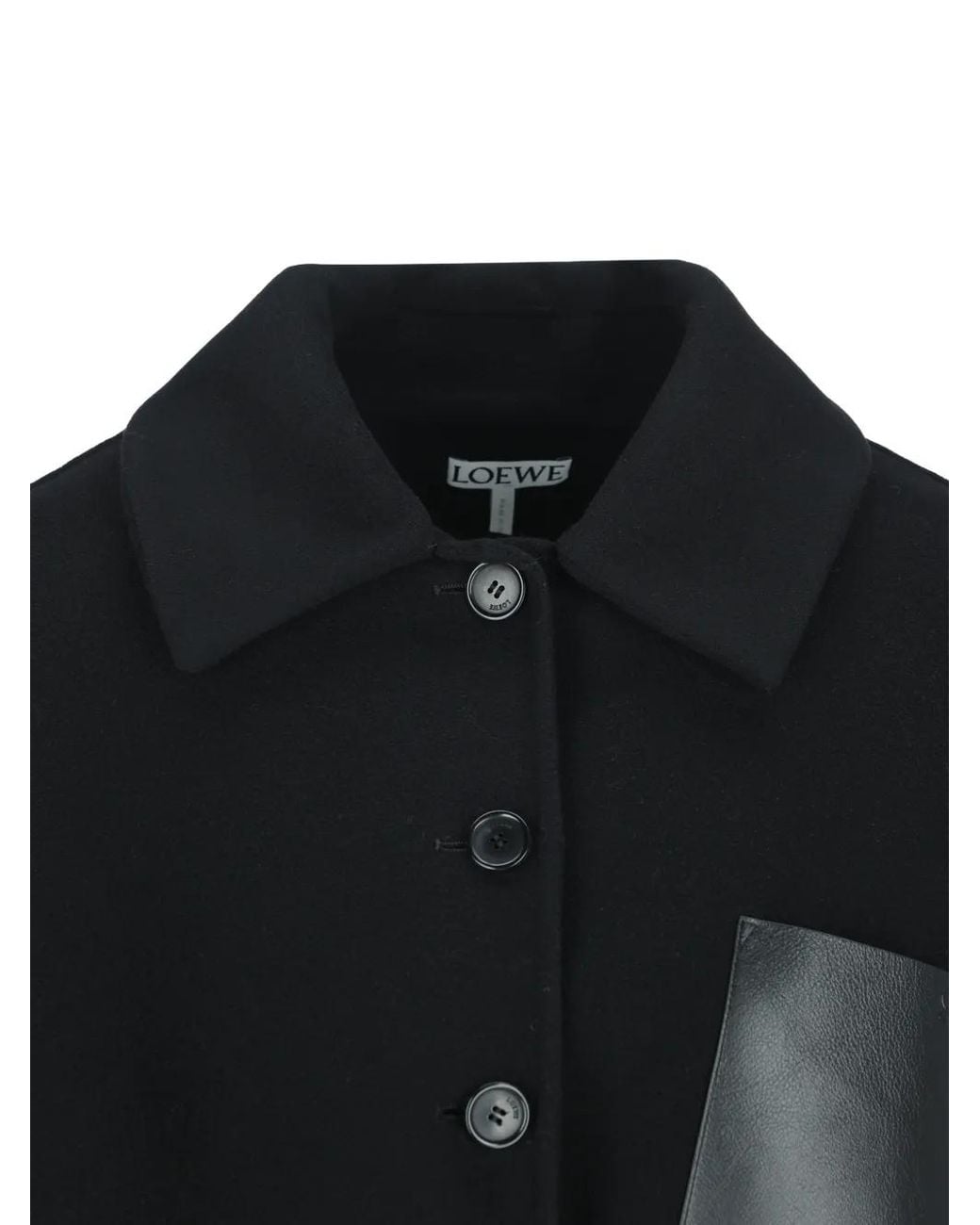 Loewe Black Leather-Patch Cape-Style Jacket