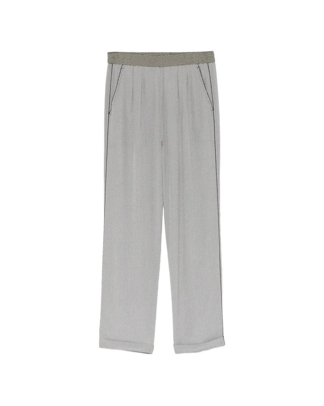 Tom Ford Gray Printed Net Crepe De Chine Pajama Trousers Tf Embroidered Logo
