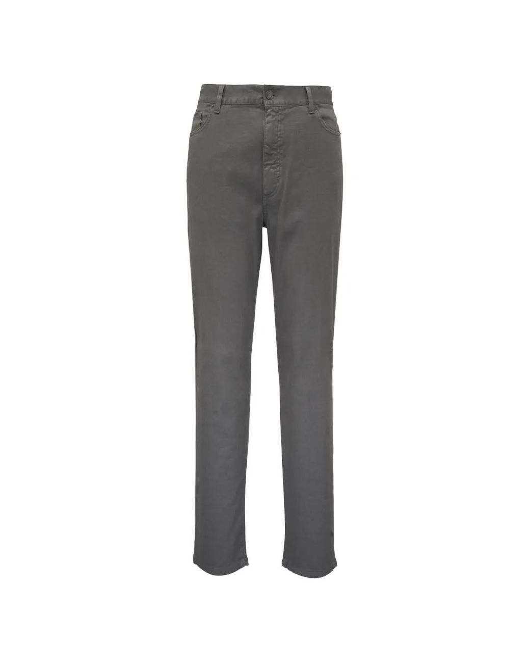 Zegna Gray Logo-Patch Trousers for men